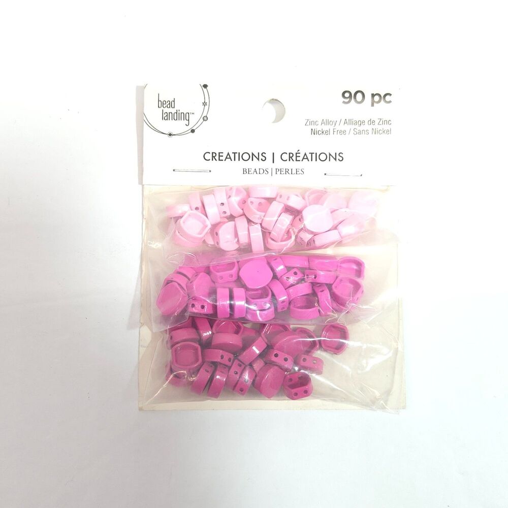 Bead Landing Light Pink Dark Pink Zinc Alloy Craft Beads 90 pc NIP